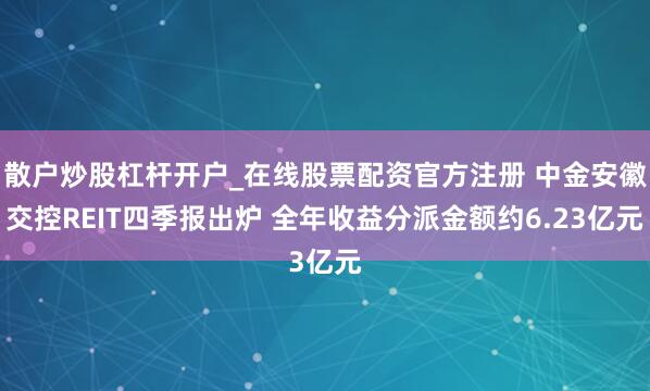 散户炒股杠杆开户_在线股票配资官方注册 中金安徽交控REIT四季报出炉 全年收益分派金额约6.23亿元