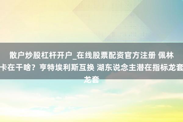 散户炒股杠杆开户_在线股票配资官方注册 佩林卡在干啥？亨特埃利斯互换 湖东说念主潜在指标龙套